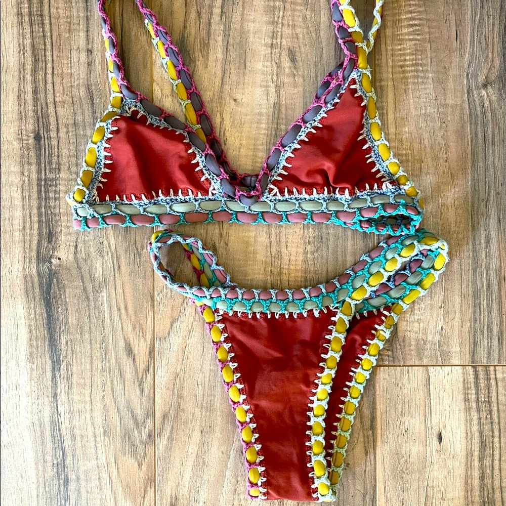 Brazilian Stitch Bikini multi color accents